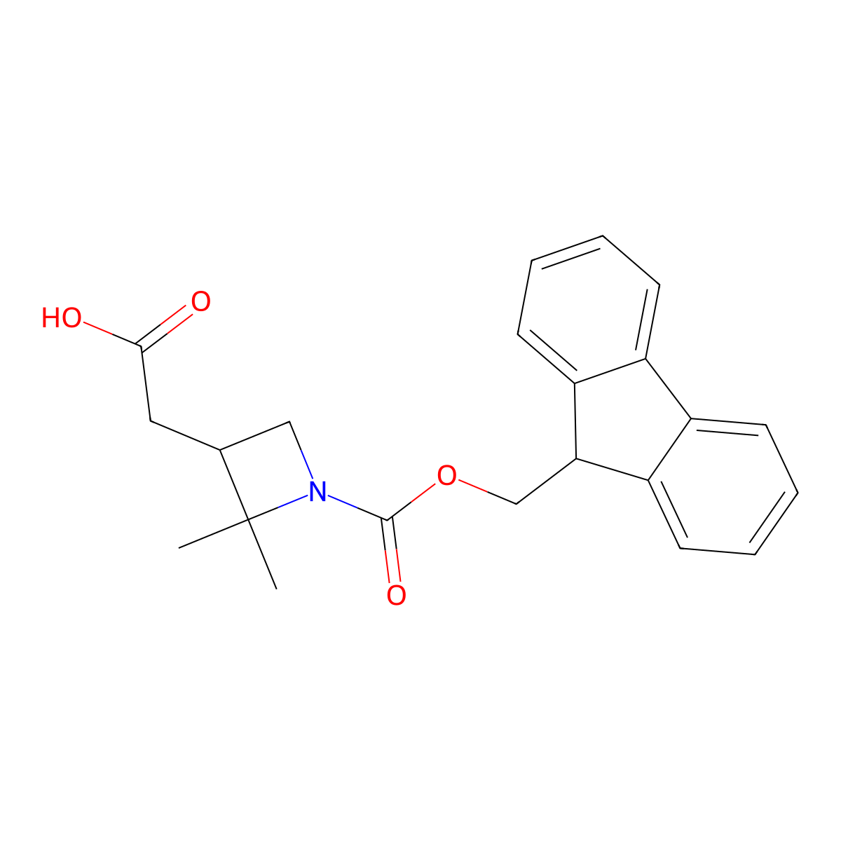 2-(1-{[(9H-fluoren-9-yl)methoxy]carbonyl}-2,2-dimethylazetidin-3-yl)acetic acid molecular structure, CAS 2803864-63-1
