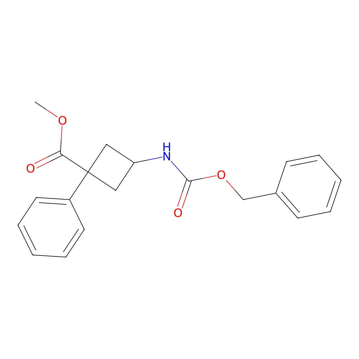 Methyl 3-{[(benzyloxy)carbonyl]amino}-1-phenylcyclobutane-1-carboxylate molecular structure, CAS 2803864-64-2