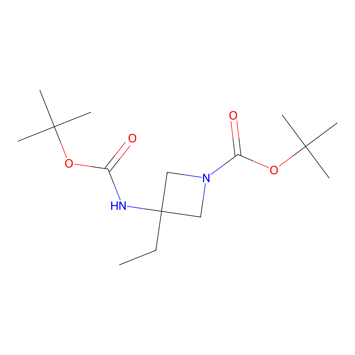 Tert-butyl 3-{[(tert-butoxy)carbonyl]amino}-3-ethylazetidine-1-carboxylate molecular structure, CAS 2803864-78-8