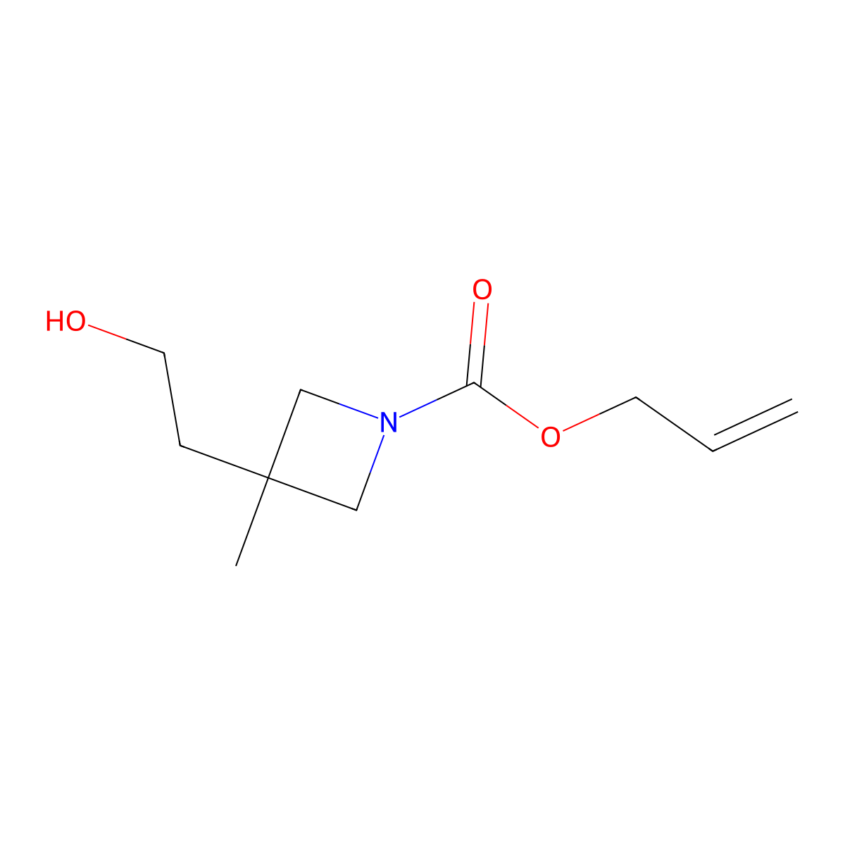 Prop-2-en-1-yl 3-(2-hydroxyethyl)-3-methylazetidine-1-carboxylate molecular structure, CAS 2803864-82-4