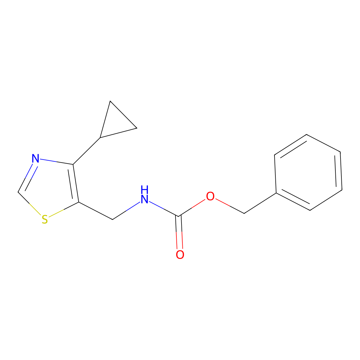 benzyl N-[(4-cyclopropyl-1,3-thiazol-5-yl)methyl]carbamate molecular structure, CAS 2803864-86-8