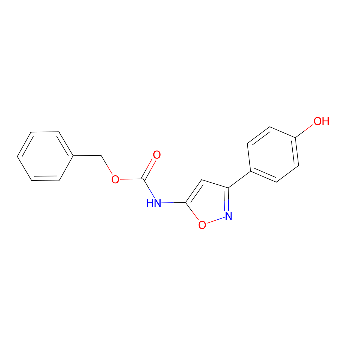 benzyl N-[3-(4-hydroxyphenyl)-1,2-oxazol-5-yl]carbamate molecular structure, CAS 2803864-89-1