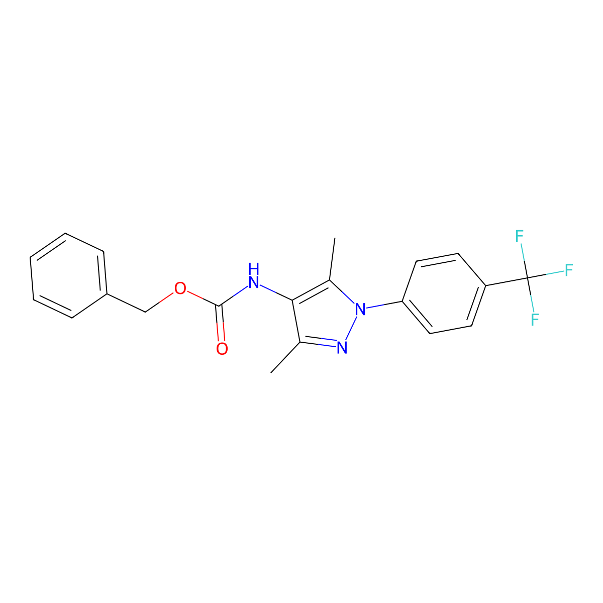 benzyl N-{3,5-dimethyl-1-[4-(trifluoromethyl)phenyl]-1H-pyrazol-4-yl}carbamate molecular structure, CAS 2803864-92-6