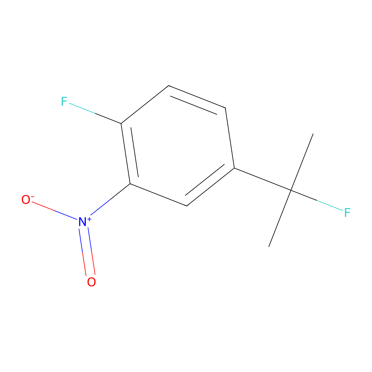 1-Fluoro-4-(2-fluoropropan-2-yl)-2-nitrobenzene molecular structure, CAS 2803864-96-0