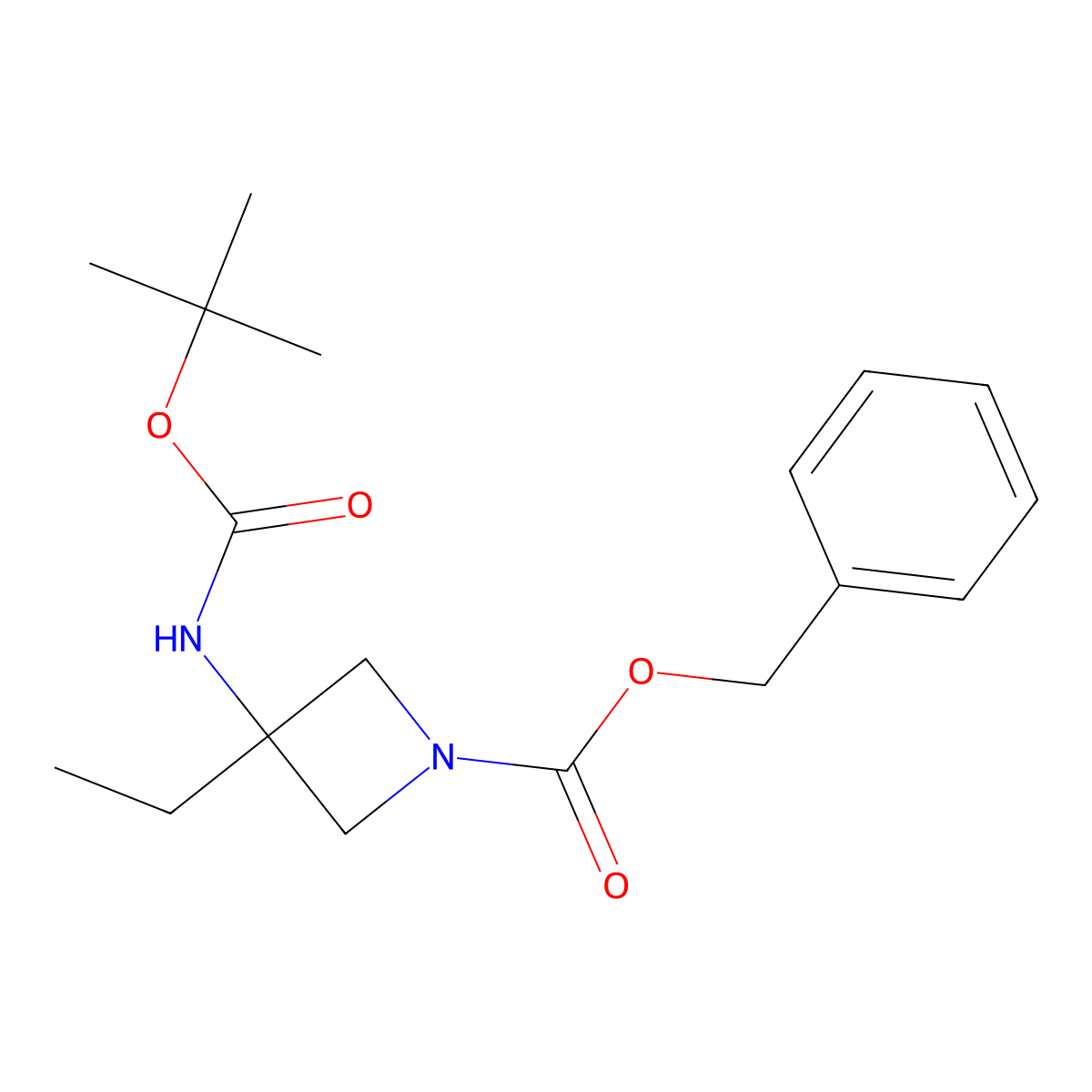 Benzyl 3-{[(tert-butoxy)carbonyl]amino}-3-ethylazetidine-1-carboxylate molecular structure, CAS 2803864-99-3