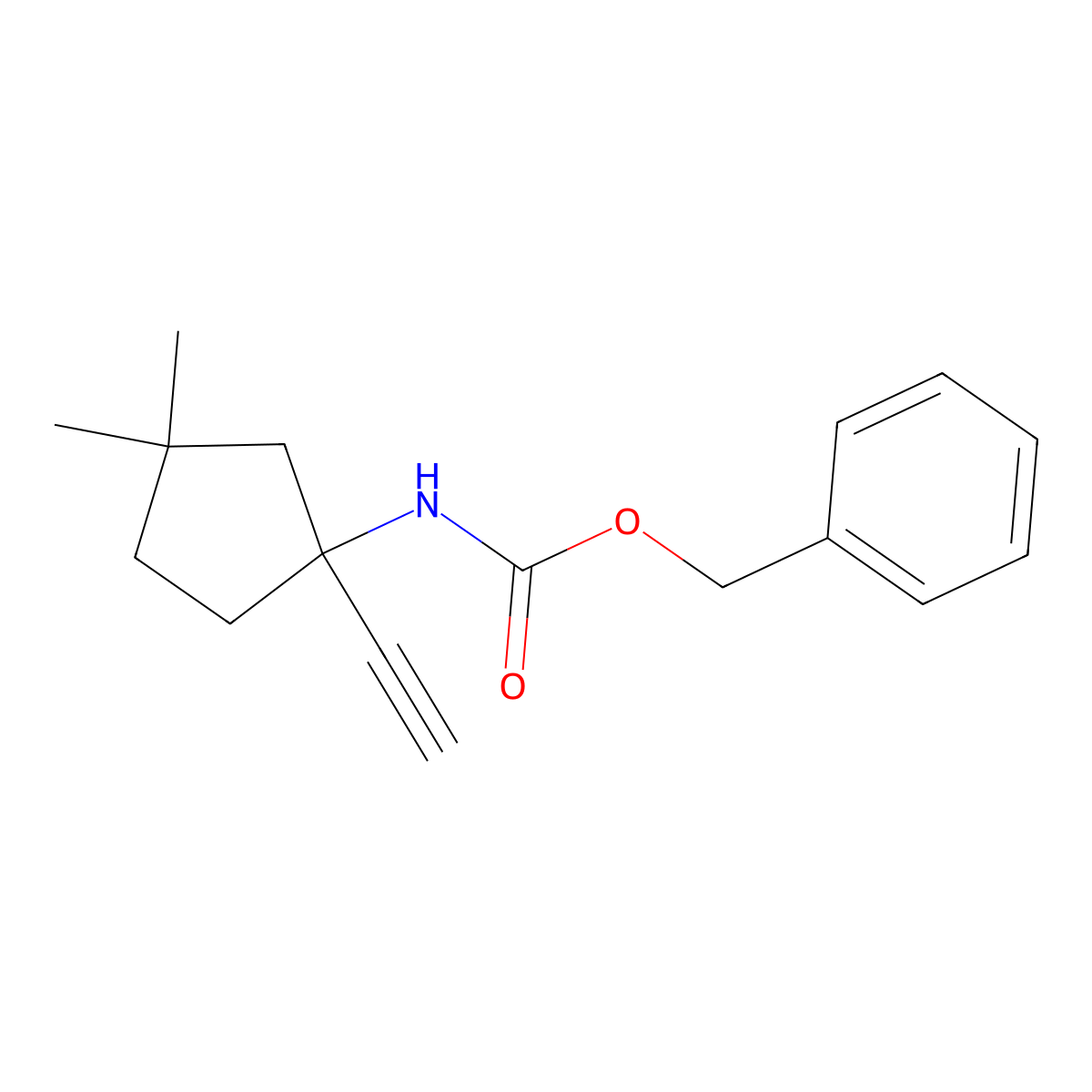 benzyl N-(1-ethynyl-3,3-dimethylcyclopentyl)carbamate molecular structure, CAS 2803865-00-9