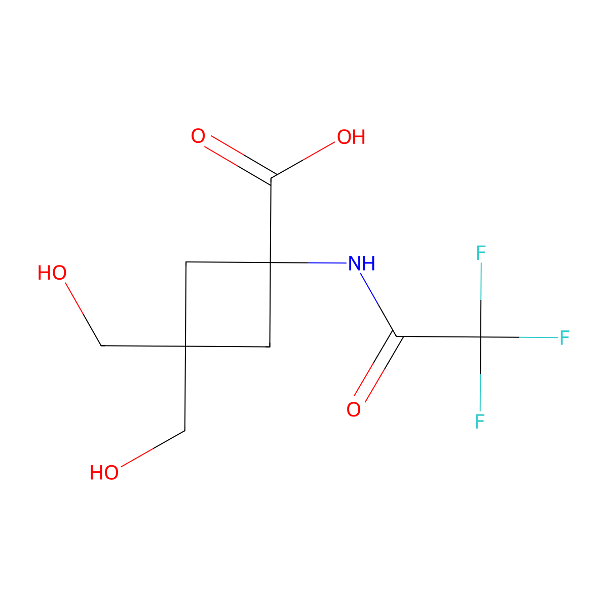 3,3-Bis(hydroxymethyl)-1-(2,2,2-trifluoroacetamido)cyclobutane-1-carboxylic acid molecular structure, CAS 2803865-22-5