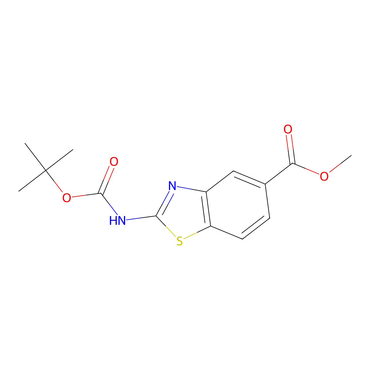 Methyl 2-{[(tert-butoxy)carbonyl]amino}-1,3-benzothiazole-5-carboxylate molecular structure, CAS 2803865-28-1