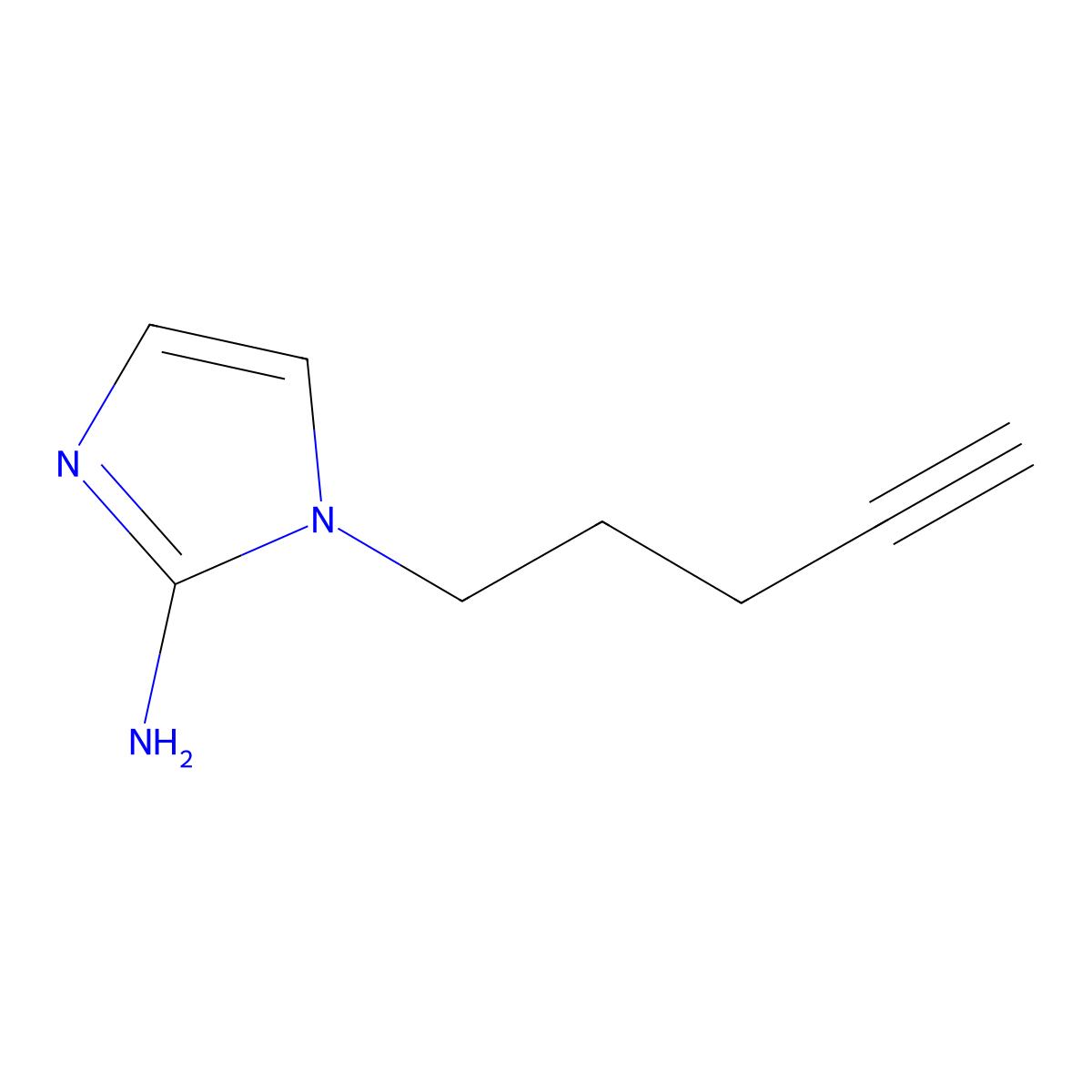 1-(pent-4-yn-1-yl)-1H-imidazol-2-amine molecular structure, CAS 2803865-29-2