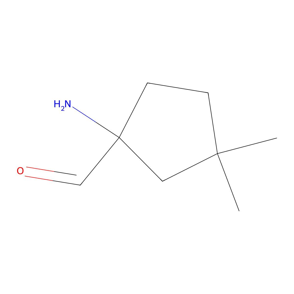 1-Amino-3,3-dimethylcyclopentane-1-carbaldehyde molecular structure, CAS 2803865-34-9