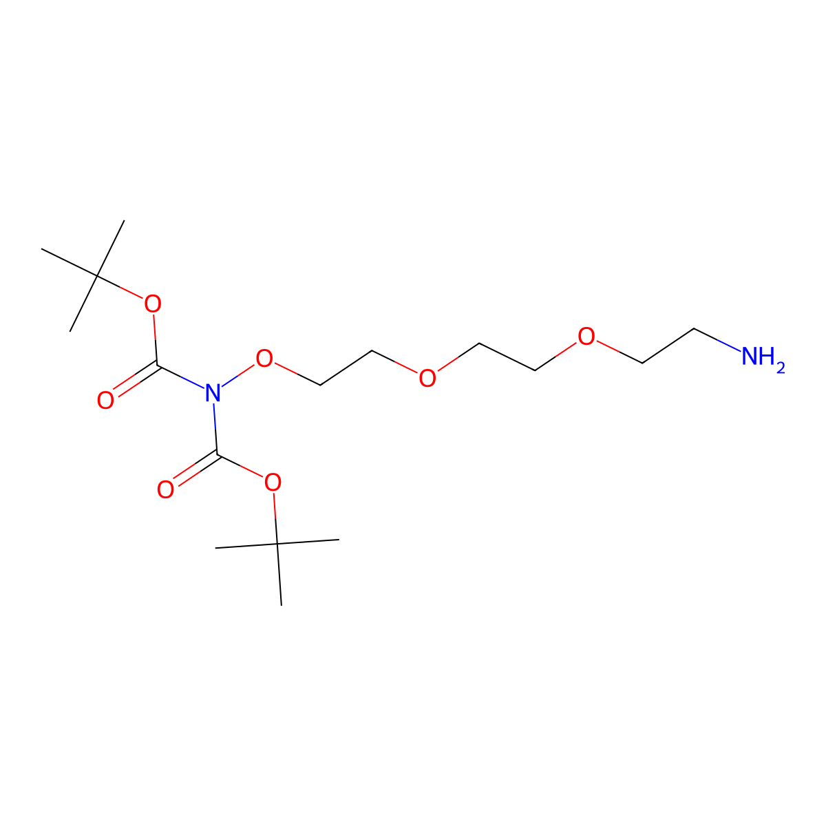 tert-butyl N-{2-[2-(2-aminoethoxy)ethoxy]ethoxy}-N-[(tert-butoxy)carbonyl]carbamate molecular structure, CAS 2803865-36-1