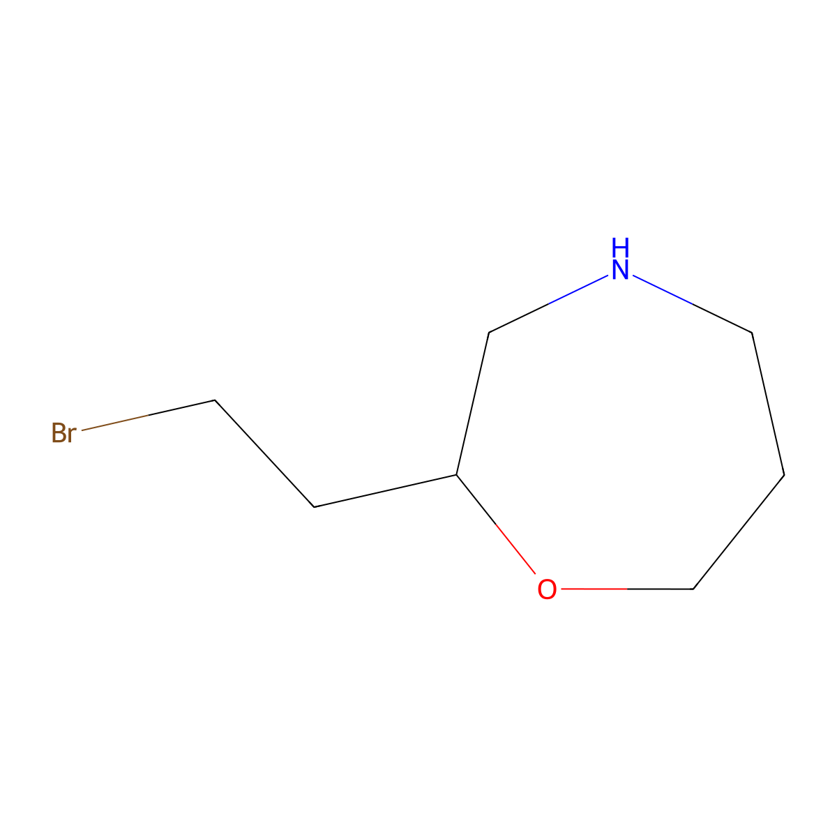 2-(2-Bromoethyl)-1,4-oxazepane molecular structure, CAS 2803865-47-4