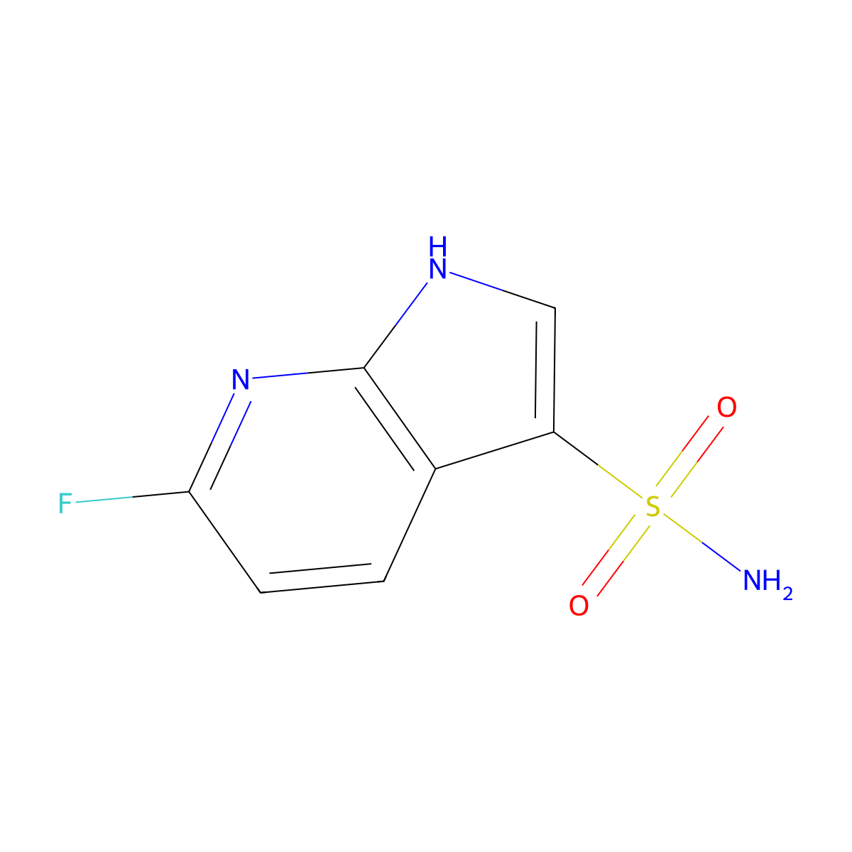 6-fluoro-1H-pyrrolo[2,3-b]pyridine-3-sulfonamide molecular structure, CAS 2803865-50-9