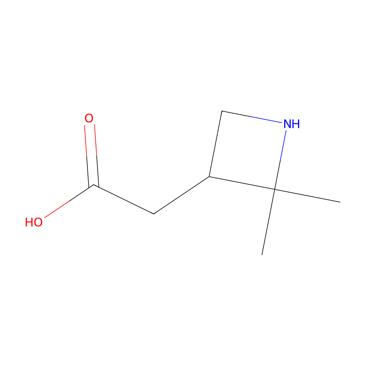2-(2,2-Dimethylazetidin-3-yl)acetic acid molecular structure, CAS 2803865-51-0