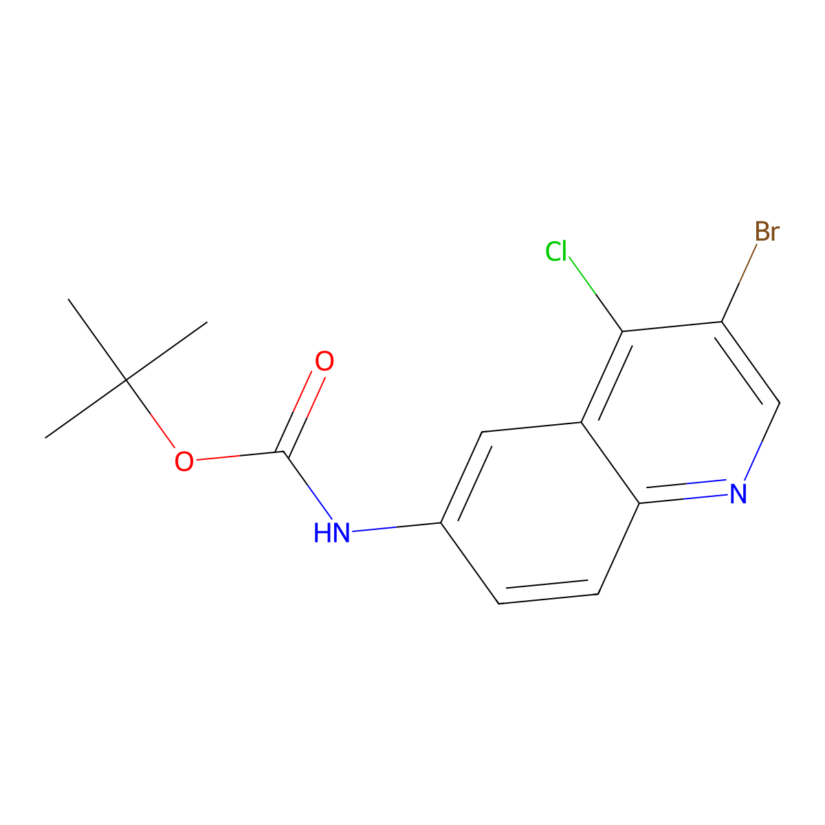 tert-butyl N-(3-bromo-4-chloroquinolin-6-yl)carbamate molecular structure, CAS 2803865-54-3