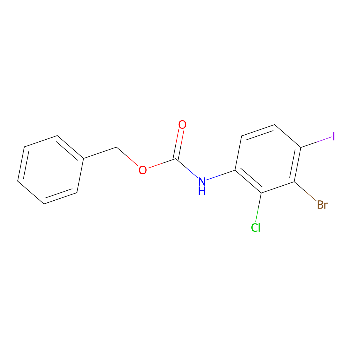 benzyl N-(3-bromo-2-chloro-4-iodophenyl)carbamate molecular structure, CAS 2803865-56-5