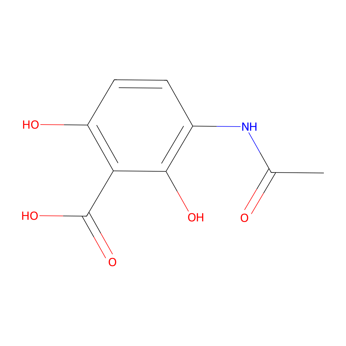 3-Acetamido-2,6-dihydroxybenzoic acid molecular structure, CAS 2803865-79-2