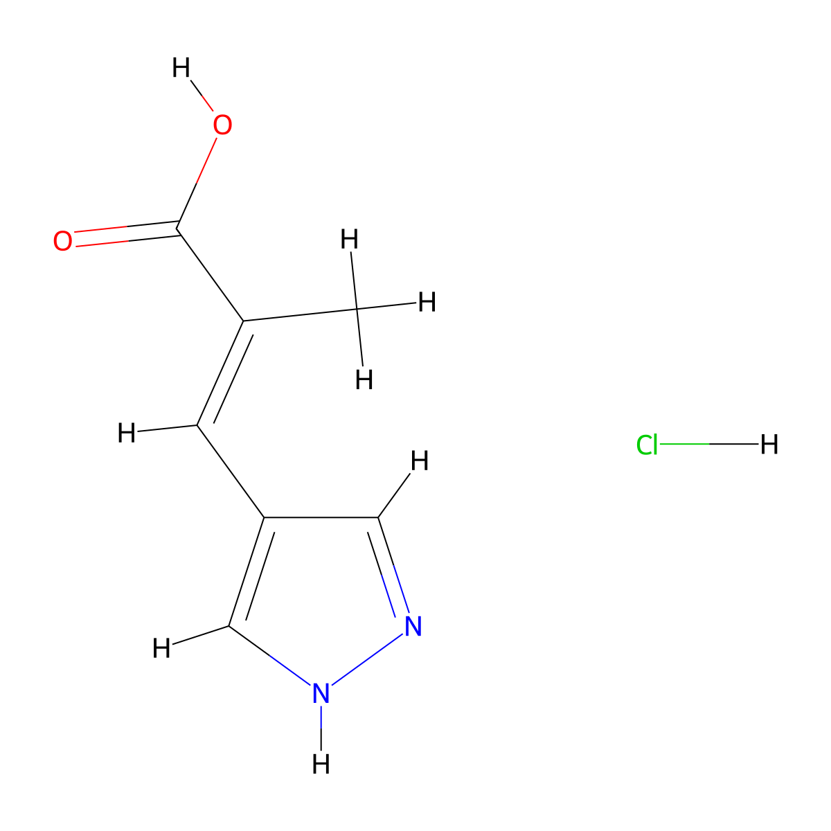2-methyl-3-(1H-pyrazol-4-yl)prop-2-enoicacidhydrochloride molecular structure, CAS 2803869-06-7
