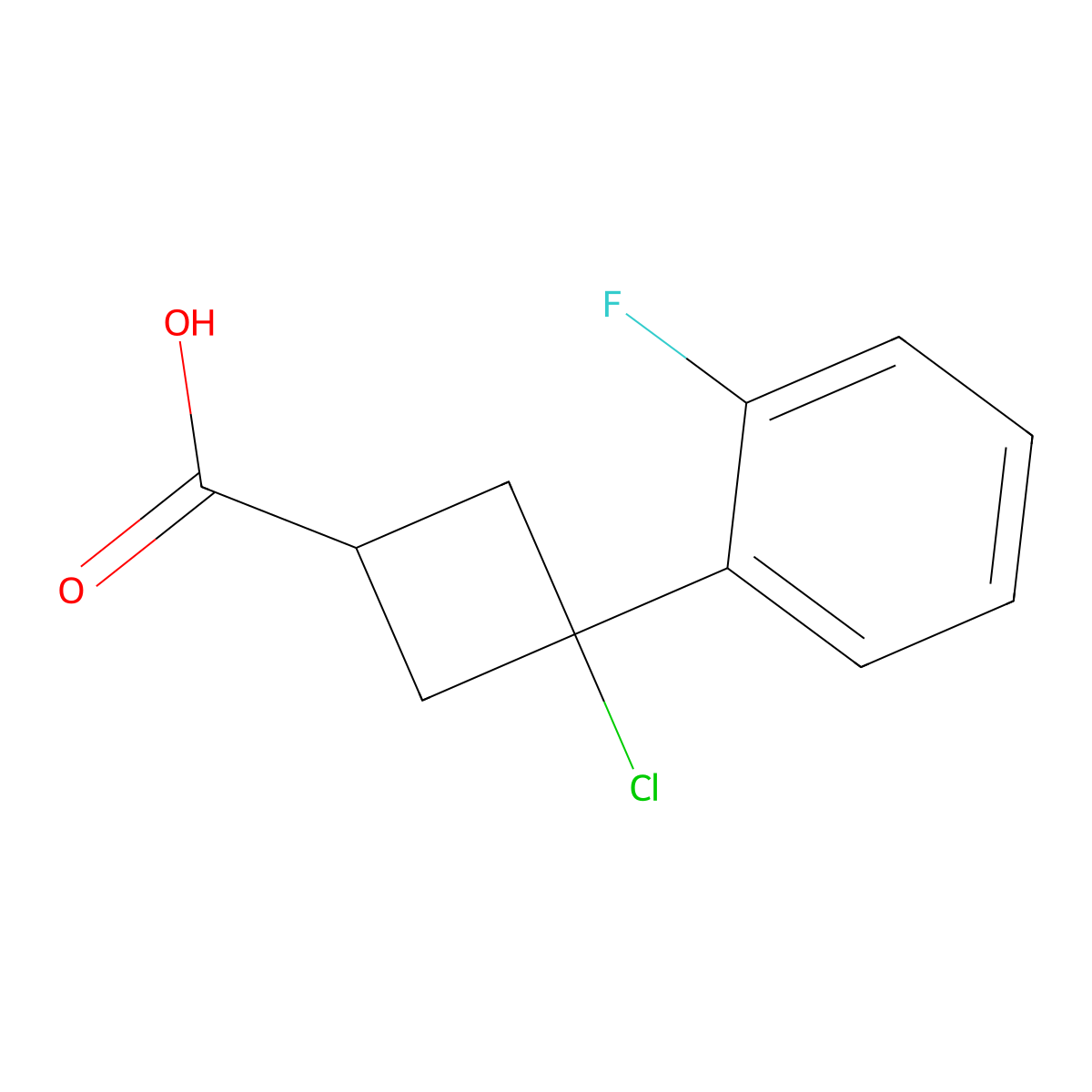 3-chloro-3-(2-fluorophenyl)Cyclobutanecarboxylic acid molecular structure, CAS 2803883-89-6