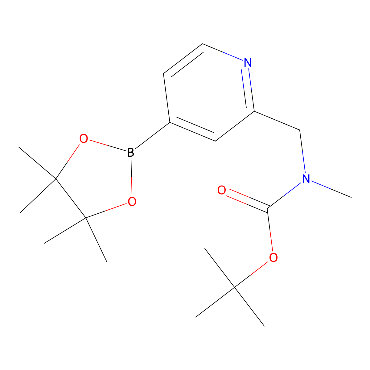 tert-butyl N-methyl-N-{[4-(4,4,5,5-tetramethyl-1,3,2-dioxaborolan-2-yl)pyridin-2-yl]methyl}carbamate molecular structure, CAS 2803922-63-4
