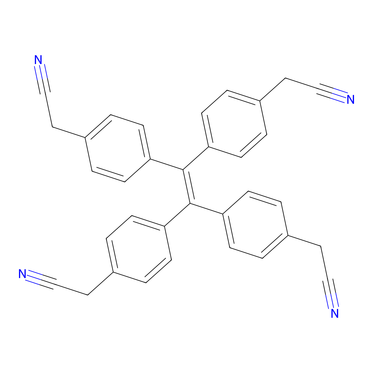 2,2',2'',2'''-(Ethene-1,1,2,2-tetrayltetrakis(benzene-4,1-diyl))tetraacetonitrile molecular structure, CAS 2804045-17-6