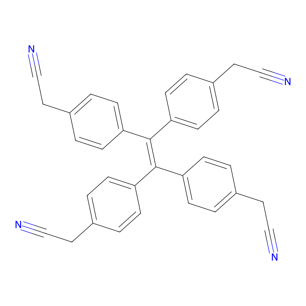 2,2',2'',2'''-(Ethene-1,1,2,2-tetrayltetrakis(benzene-4,1-diyl))tetraacetonitrile molecular structure, CAS 2804045-17-6