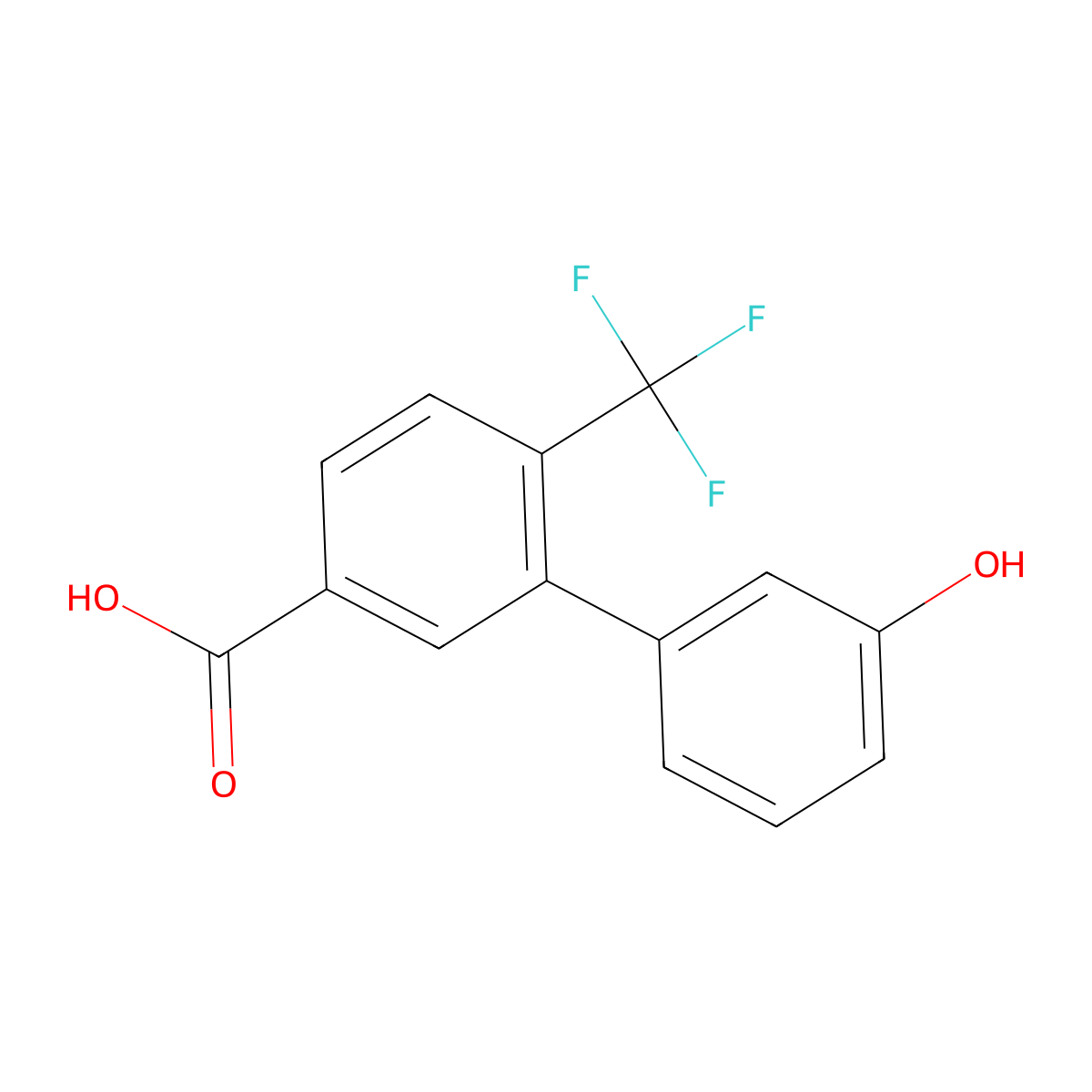 3'-Hydroxy-6-(trifluoromethyl)-[1,1'-biphenyl]-3-carboxylic acid molecular structure, CAS 2804046-54-4