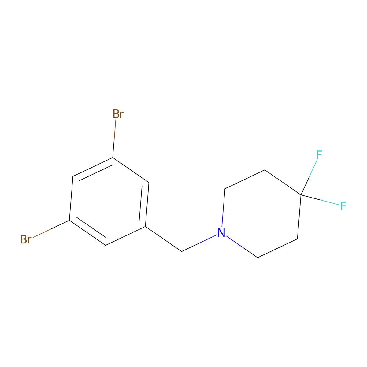 1-[(3,5-Dibromophenyl)methyl]-4,4-difluoropiperidine molecular structure, CAS 2804046-56-6