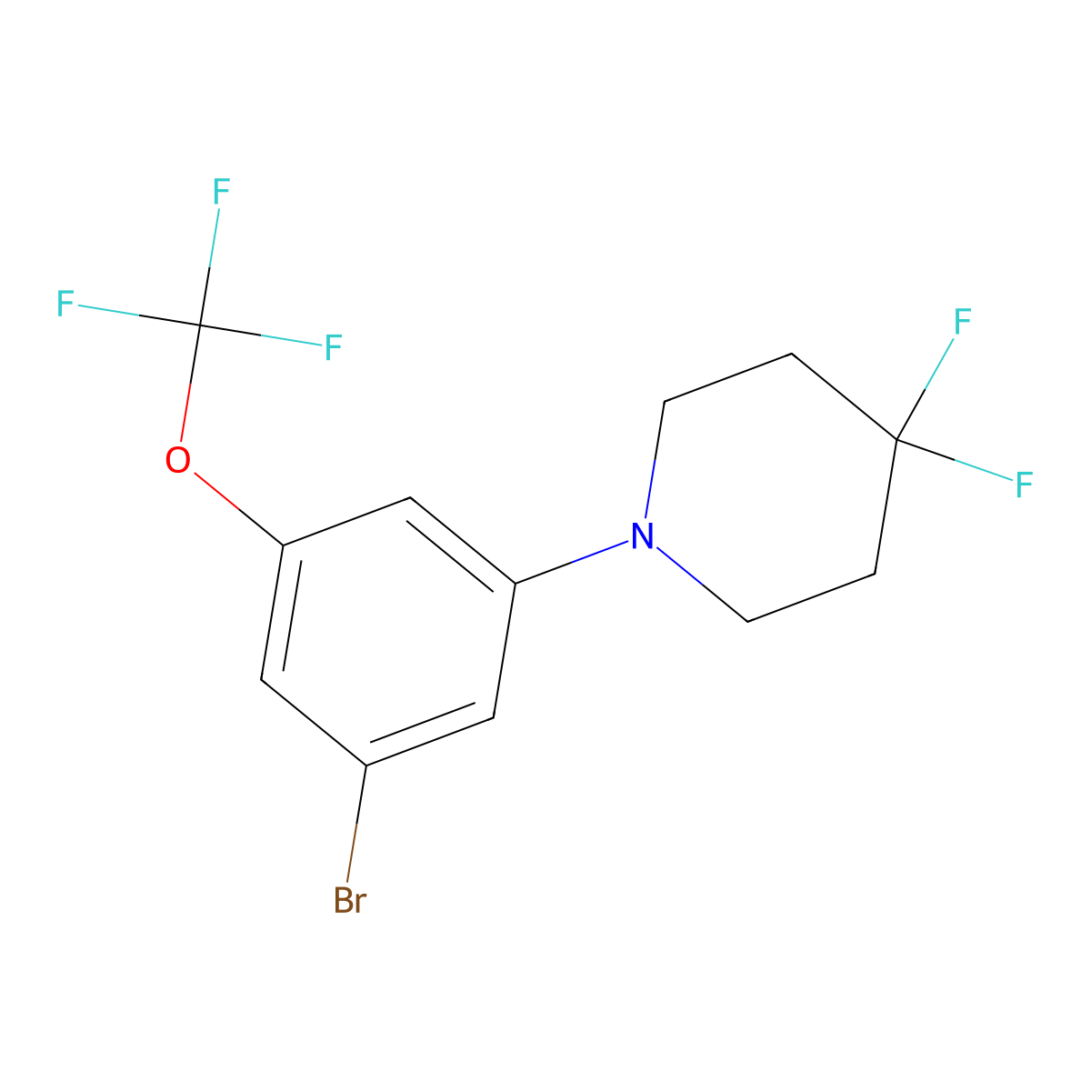 1-[3-Bromo-5-(trifluoromethoxy)phenyl]-4,4-difluoropiperidine molecular structure, CAS 2804046-58-8