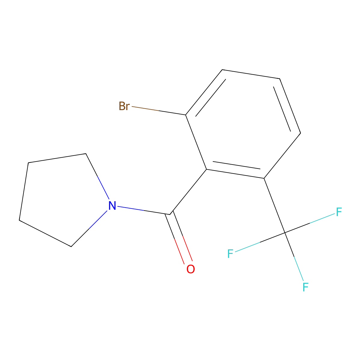 (2-Bromo-6-(trifluoromethyl)phenyl)(pyrrolidin-1-yl)methanone molecular structure, CAS 2804047-00-3