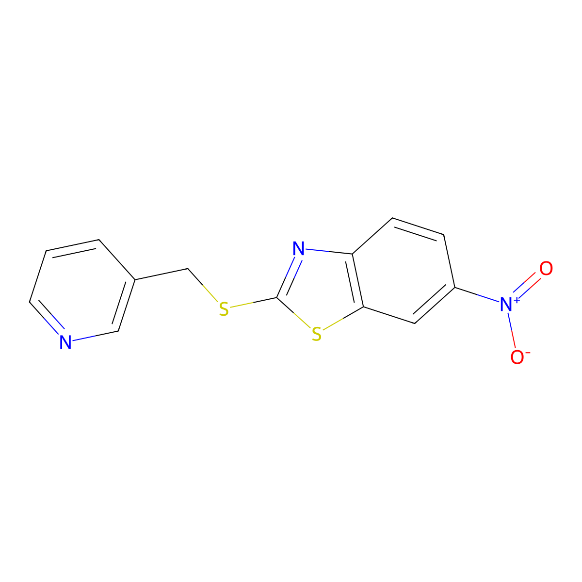 6-Nitro-2-[(pyridin-3-ylmethyl)thio]-1,3-benzothiazole molecular structure, CAS 2804121-17-1