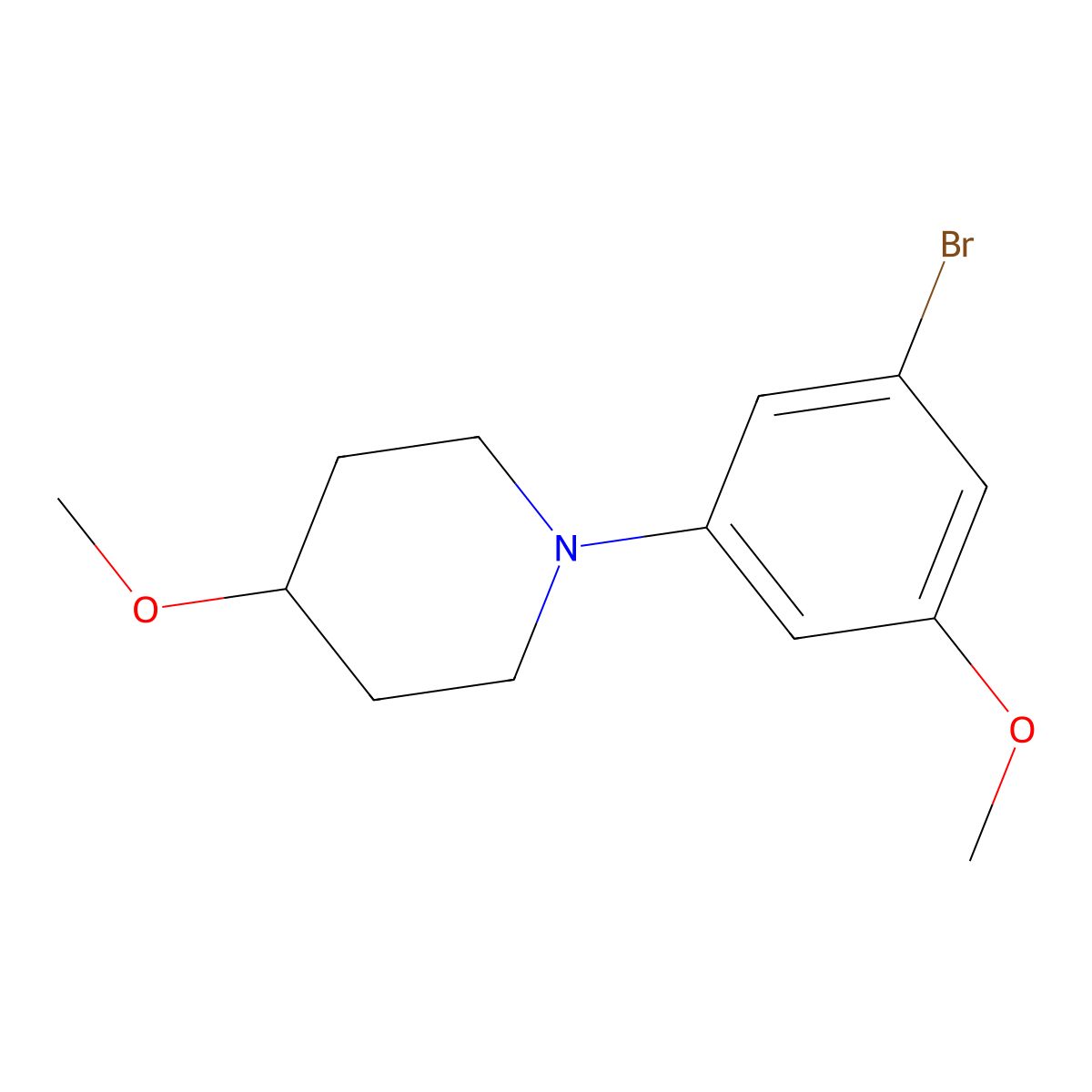 1-(3-Bromo-5-methoxyphenyl)-4-methoxypiperidine molecular structure, CAS 2804121-79-5