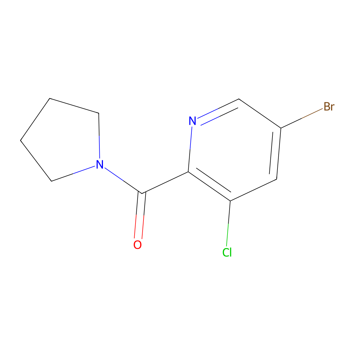 (5-Bromo-3-chloropyridin-2-yl)(pyrrolidin-1-yl)methanone molecular structure, CAS 2804136-82-9