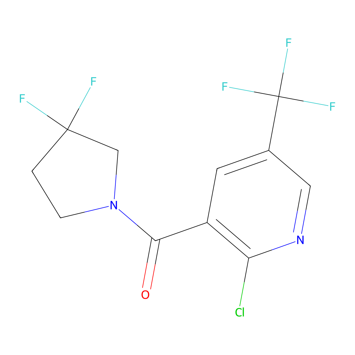 (2-Chloro-5-(trifluoromethyl)pyridin-3-yl)(3,3-difluoropyrrolidin-1-yl)methanone molecular structure, CAS 2804137-18-4