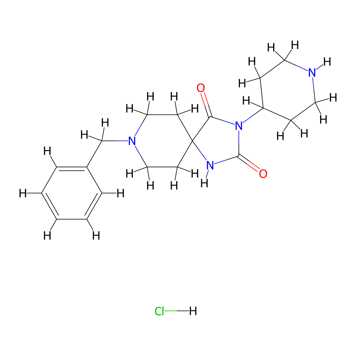8-Benzyl-3-(piperidin-4-yl)-1,3,8-triazaspiro[4.5]decane-2,4-dione hydrochloride molecular structure, CAS 2804195-69-3