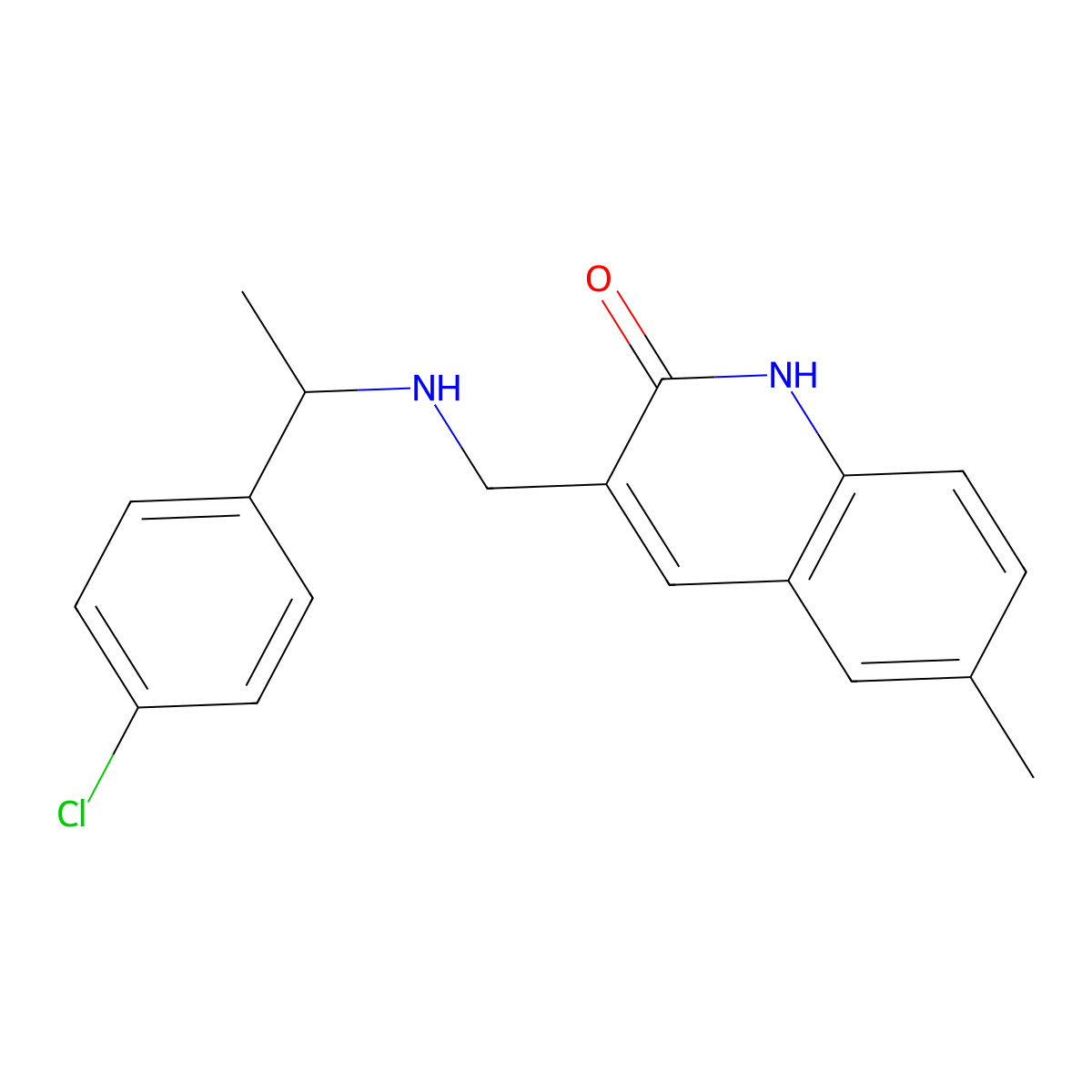 3-(((1-(4-chlorophenyl)ethyl)amino)methyl)-6-methylquinolin-2(1H)-one molecular structure, CAS 2804195-71-7
