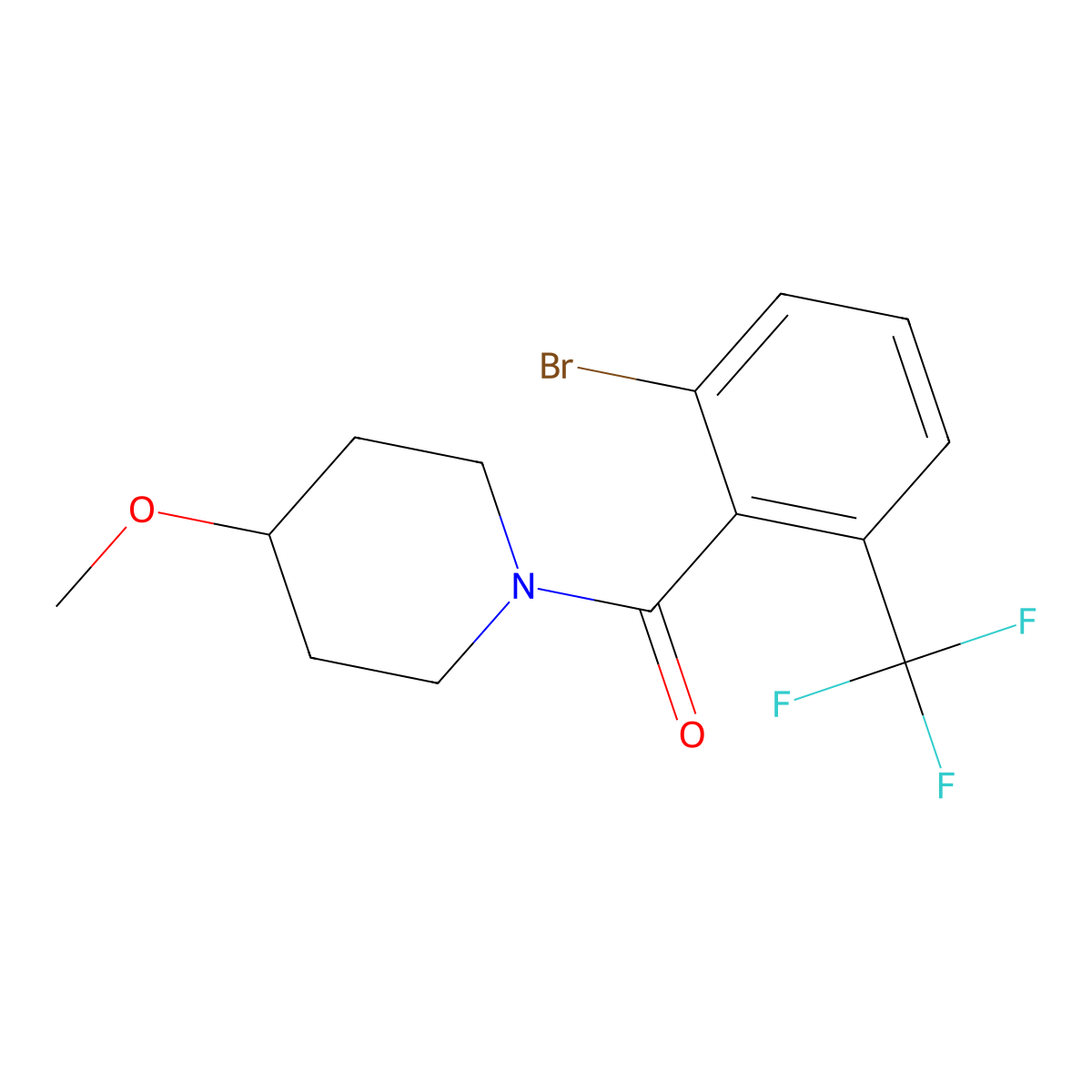 (2-Bromo-6-(trifluoromethyl)phenyl)(4-methoxypiperidin-1-yl)methanone molecular structure, CAS 2804196-00-5