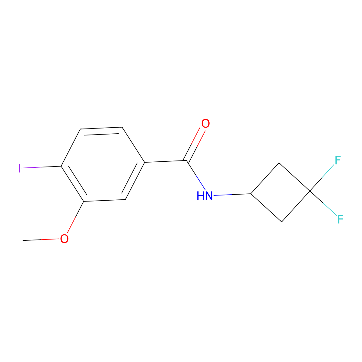 N-(3,3-difluorocyclobutyl)-4-iodo-3-methoxybenzamide molecular structure, CAS 2804196-11-8