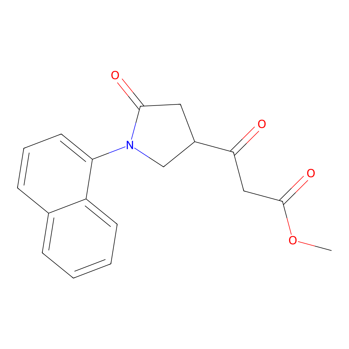 Methyl 3-(1-(naphthalen-1-yl)-5-oxopyrrolidin-3-yl)-3-oxopropanoate molecular structure, CAS 2804196-64-1