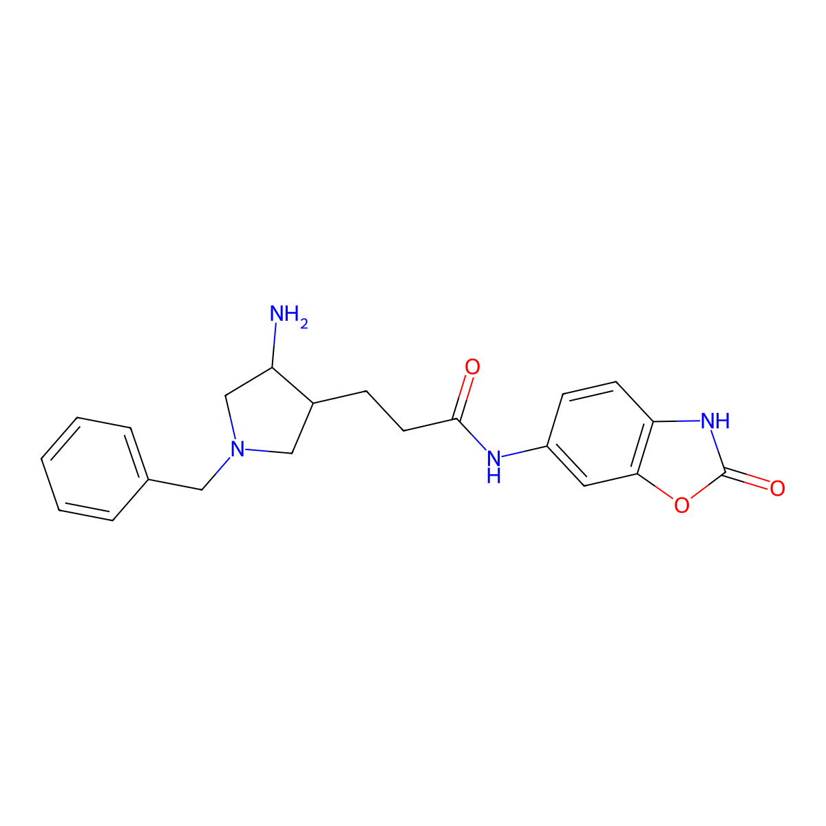 rac-3-((3R,4R)-4-amino-1-benzylpyrrolidin-3-yl)-N-(2-oxo-2,3-dihydrobenzo[d]oxazol-6-yl)propanamide molecular structure, CAS 2804196-82-3