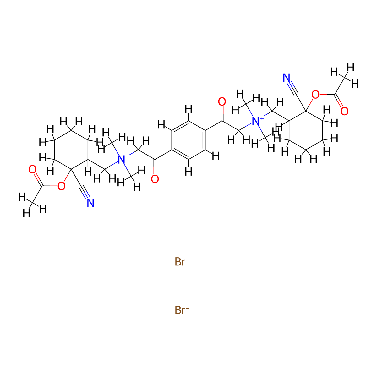 Ammonium, (terephthaloyldimethylene)bis(((2-cyano-2-hydroxycyclohexyl)methyl)dimethyl-, dibromide, diacetate (ester) molecular structure, CAS 28043-31-4