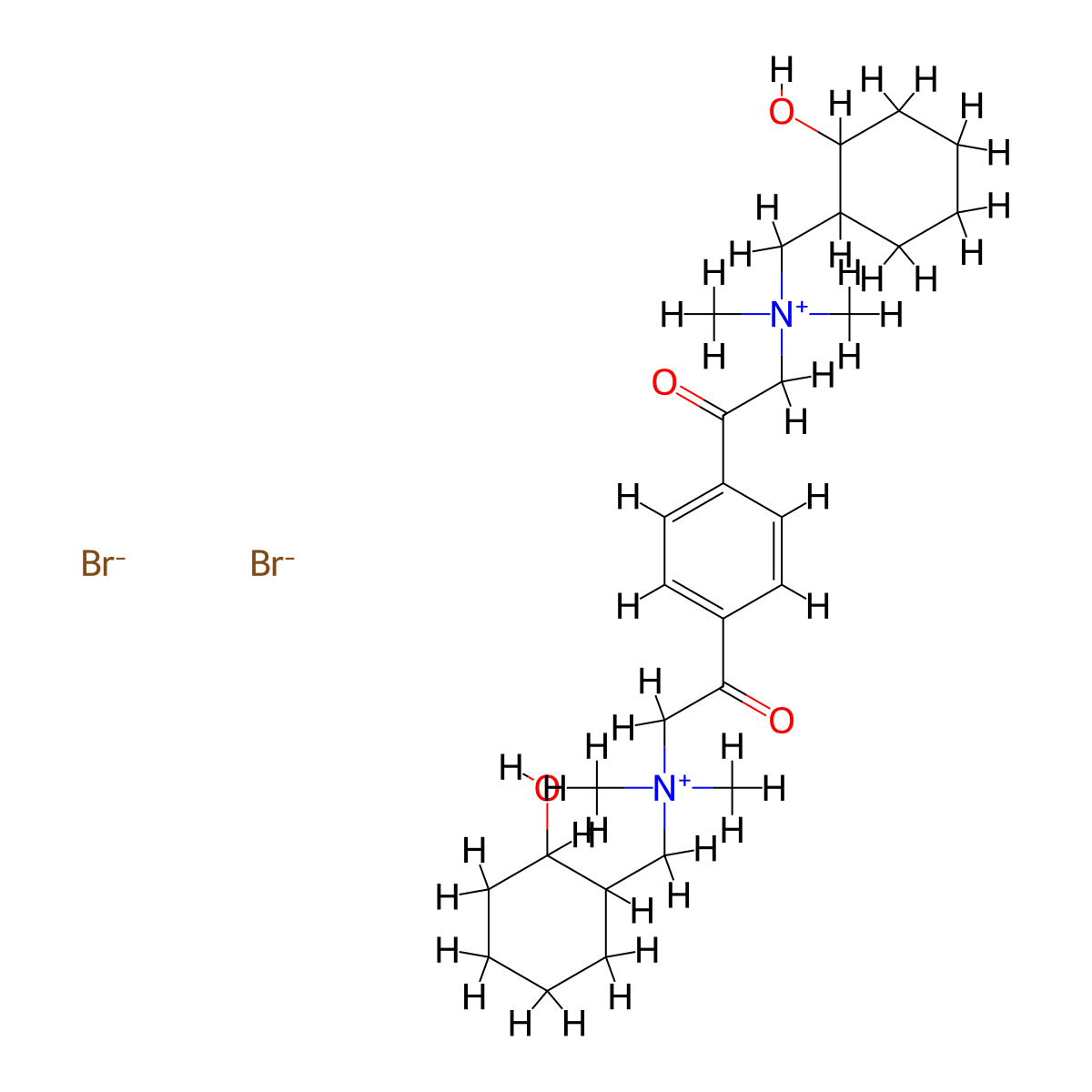 Ammonium, (terephthaloyldimethylene)bis(((2-hydroxycyclohexyl)methyl)dimethyl-, dibromide molecular structure, CAS 28043-32-5