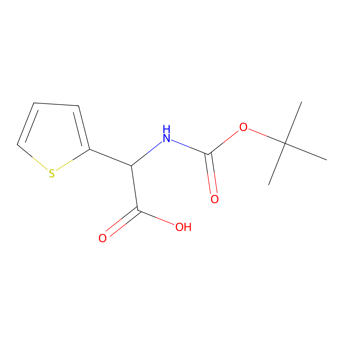 2-(((Tert-butoxy)carbonyl)amino)-2-(thiophen-2-yl)acetic acid molecular structure, CAS 28044-76-0