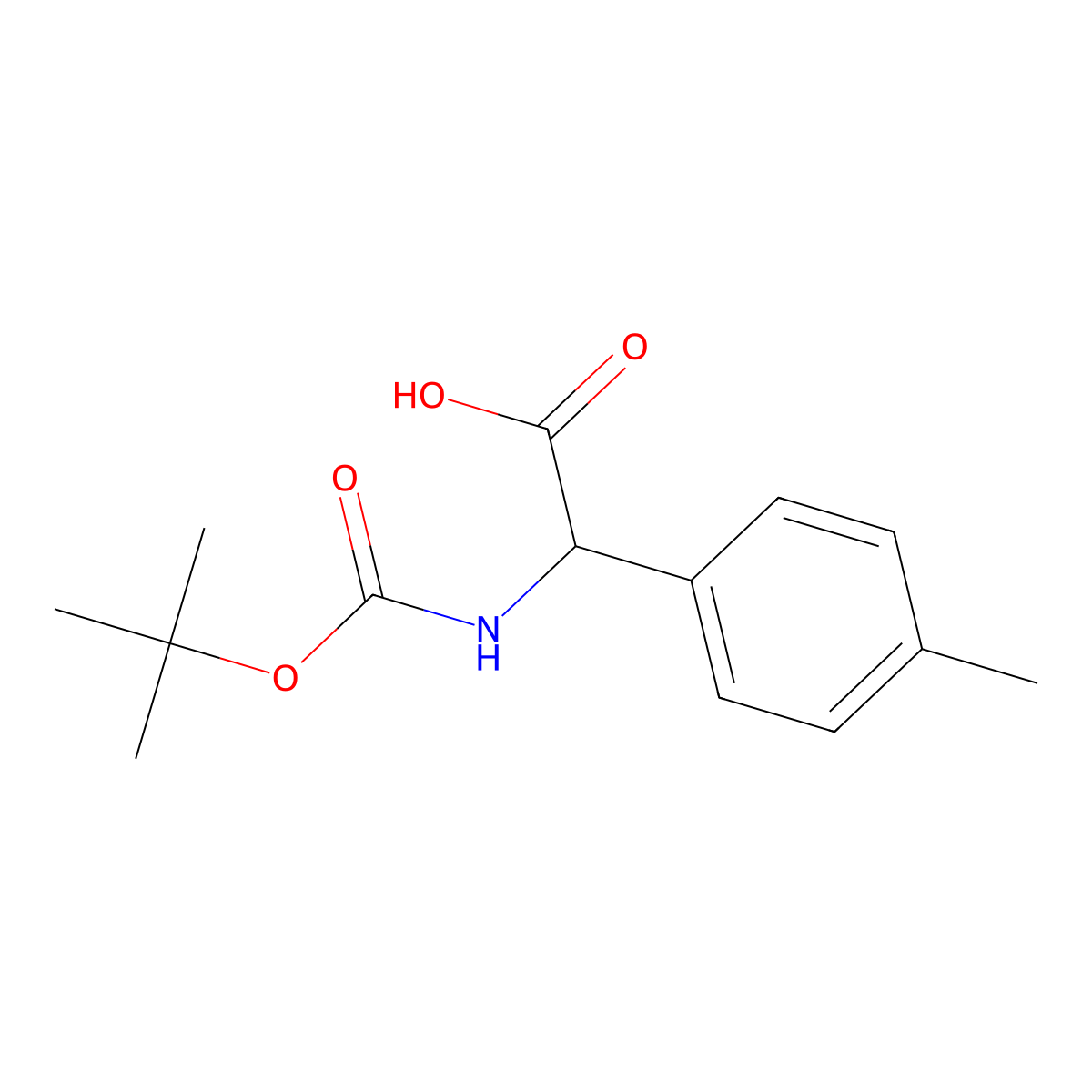 2-{[(Tert-butoxy)carbonyl]amino}-2-(4-methylphenyl)acetic acid molecular structure, CAS 28044-77-1