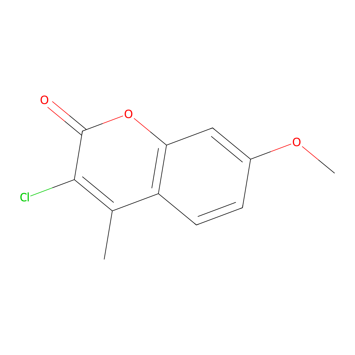 2H-1-Benzopyran-2-one, 3-chloro-7-methoxy-4-methyl- molecular structure, CAS 28045-90-1