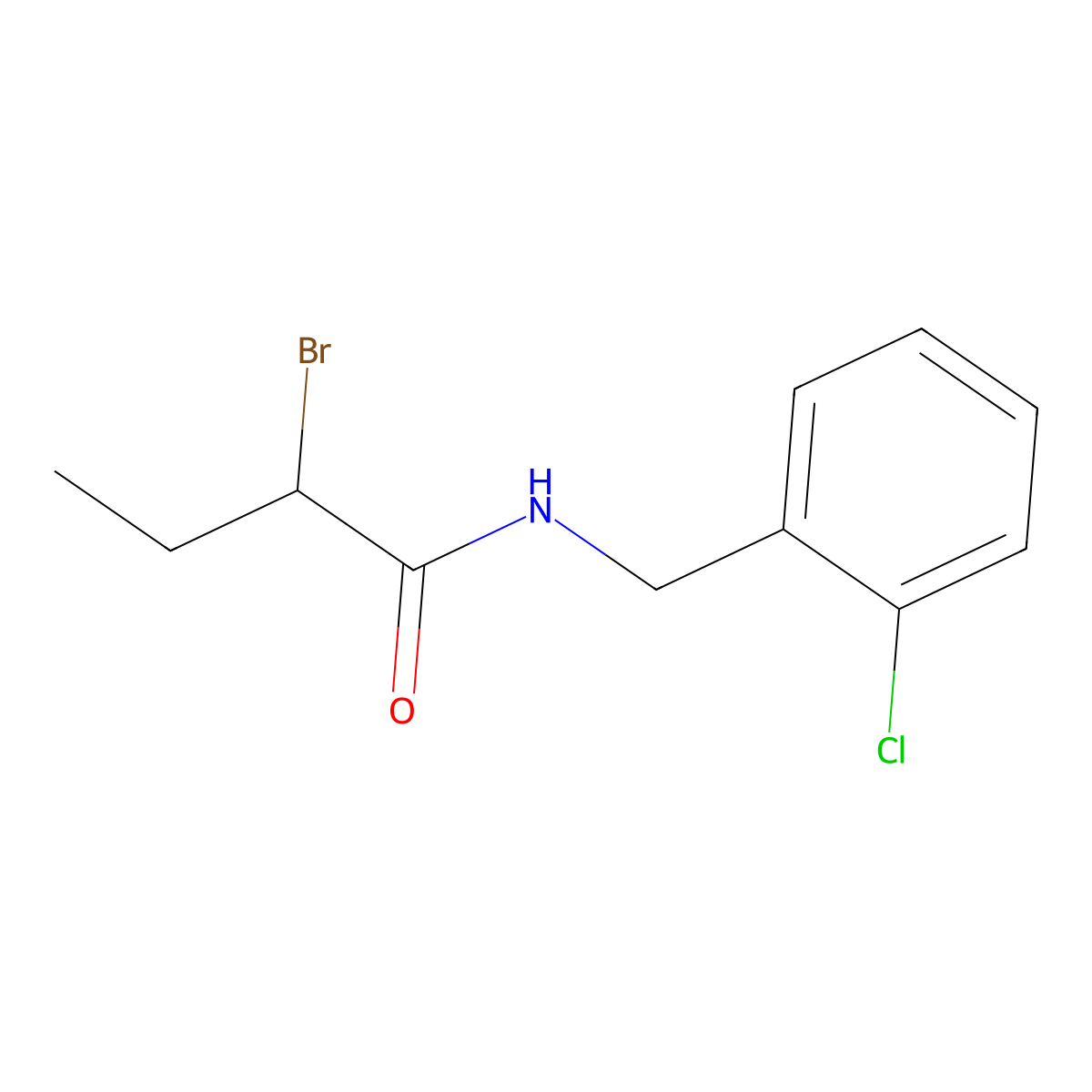 2-bromo-N-(2-chlorobenzyl)butanamide molecular structure, CAS 28046-14-2