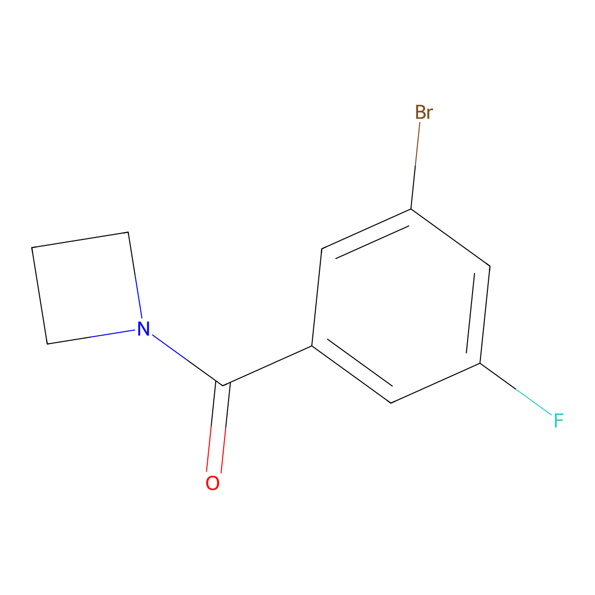 Azetidin-1-yl(3-bromo-5-fluorophenyl)methanone molecular structure, CAS 2804663-53-2
