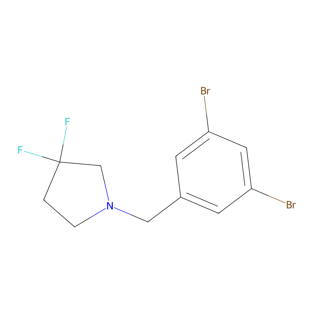 1-[(3,5-Dibromophenyl)methyl]-3,3-difluoropyrrolidine molecular structure, CAS 2804663-89-4