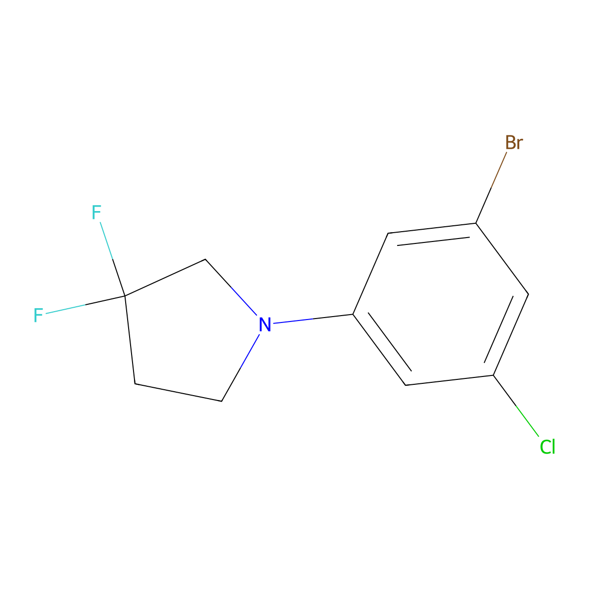 1-(3-Bromo-5-chlorophenyl)-3,3-difluoropyrrolidine molecular structure, CAS 2804663-93-0