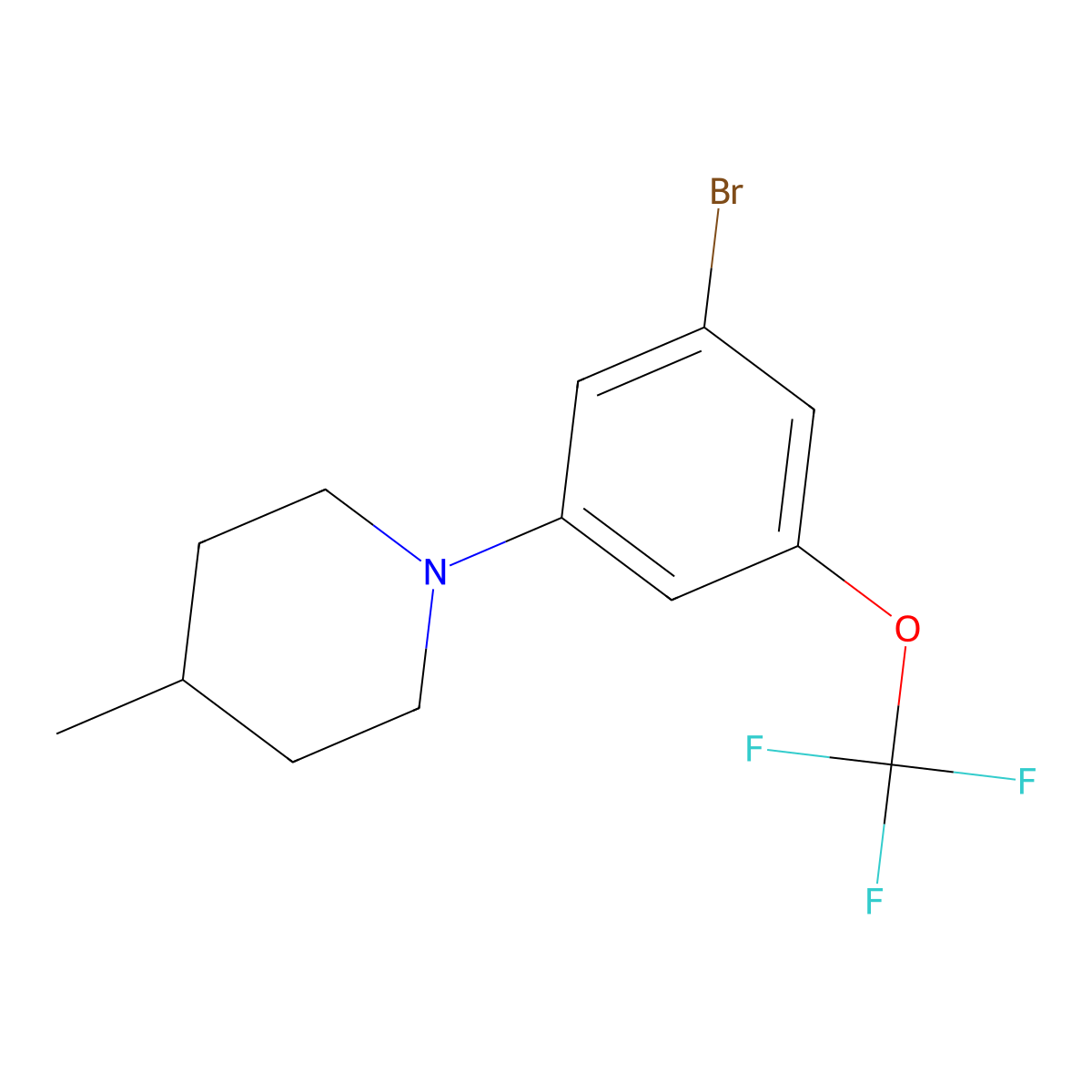 1-[3-Bromo-5-(trifluoromethoxy)phenyl]-4-methylpiperidine molecular structure, CAS 2804663-95-2